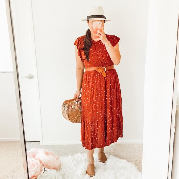 Floral Print Sleeveless High Crewneck Midi Dress - Picture 1 of 4